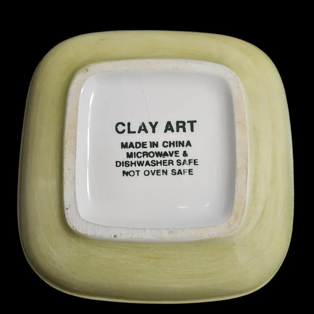 Clay Art Abstract Square Sauce Dishes Set of 4 Colorful Ceramic